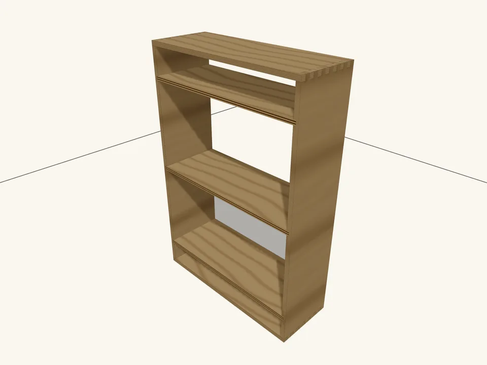 Floating shelf: the GrainDraft model, seen from the front and one side.
