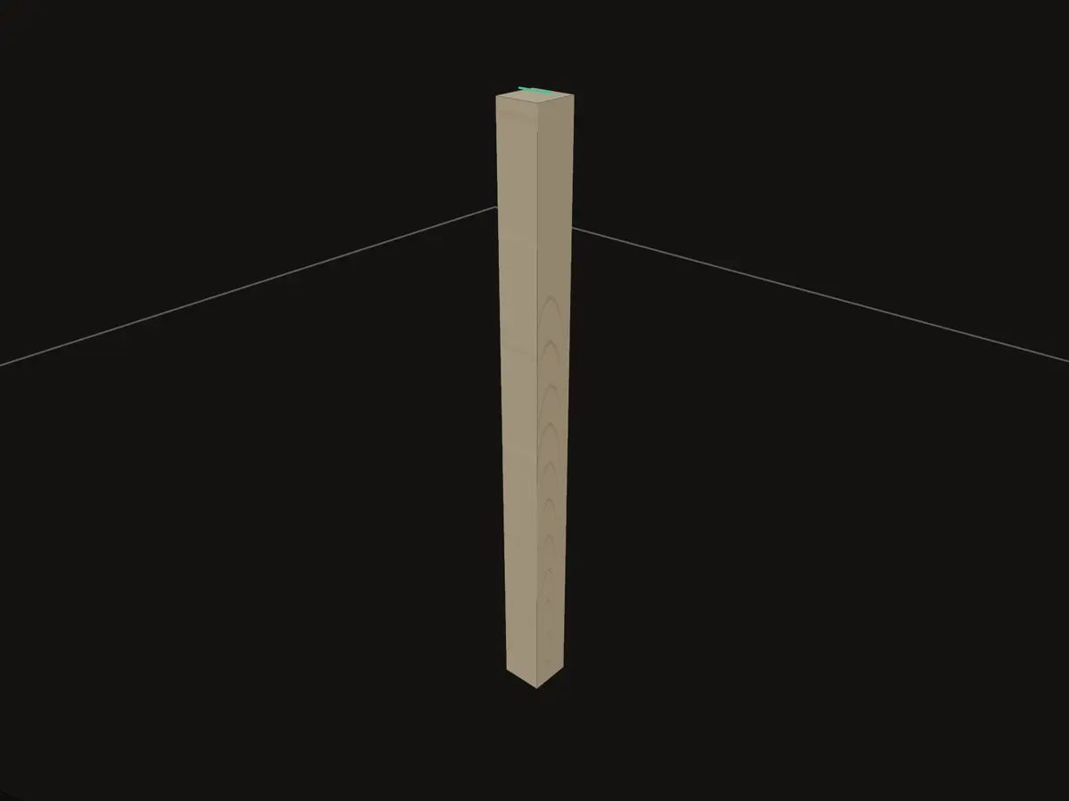 The real GrainDraft viewport showing the first uncut Neutral Wood leg of the side table.